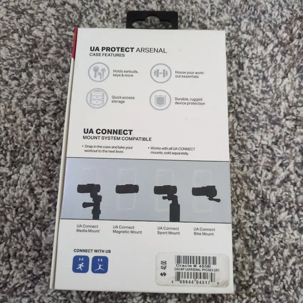 Under Armour Protect Arsenal Case for Apple iPhone X Gray Quick Access Storage